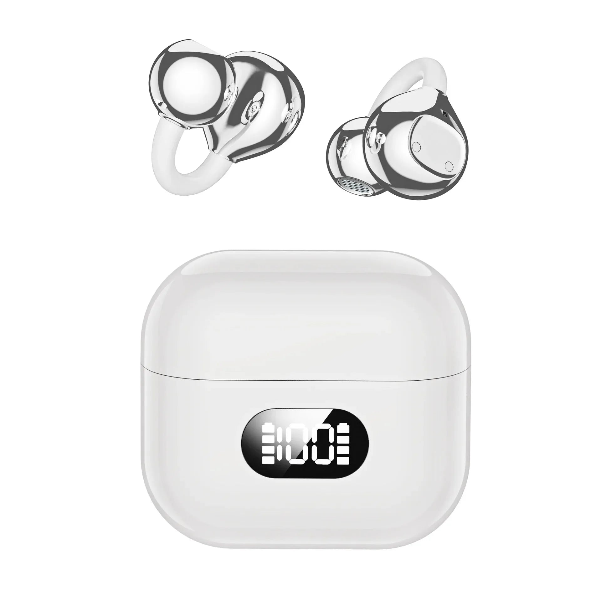 OWS Ear Clip Headphones Bluetooth 5.3 Wireless Earbuds Stereo Sound With Clear Calls Touch Control Display for Music Player
