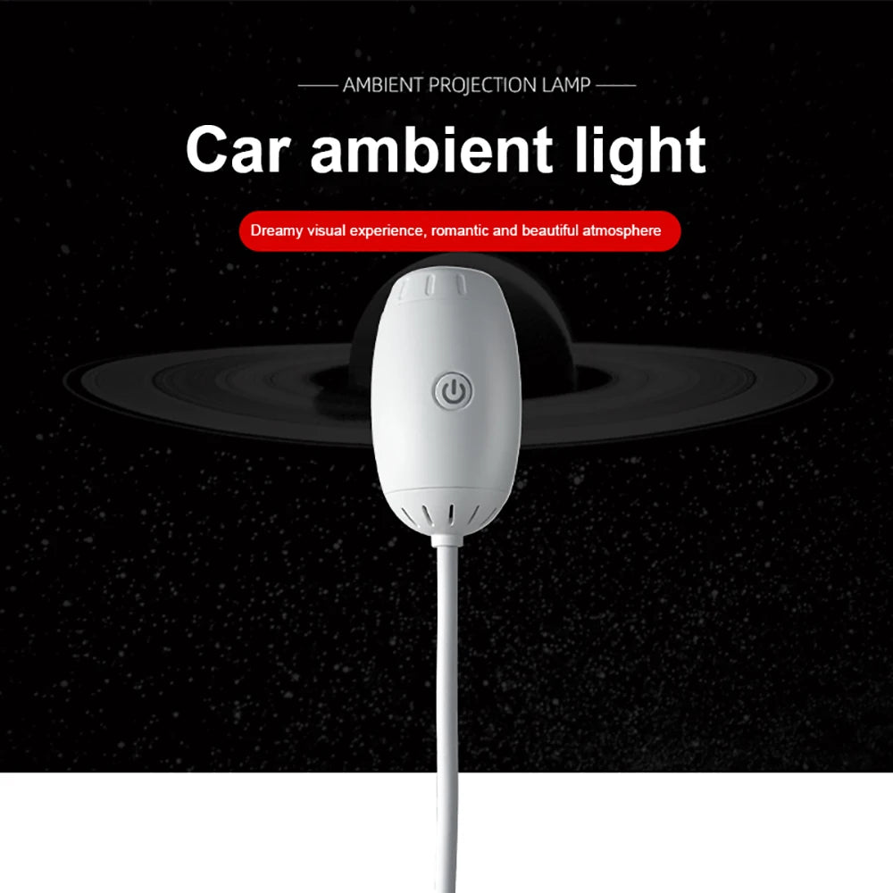 USB Galaxy Projector Light Car Roof Projection Lamp Atmosphere Ambient Light Saturn Starry Star Light Party Decor Romantic Light