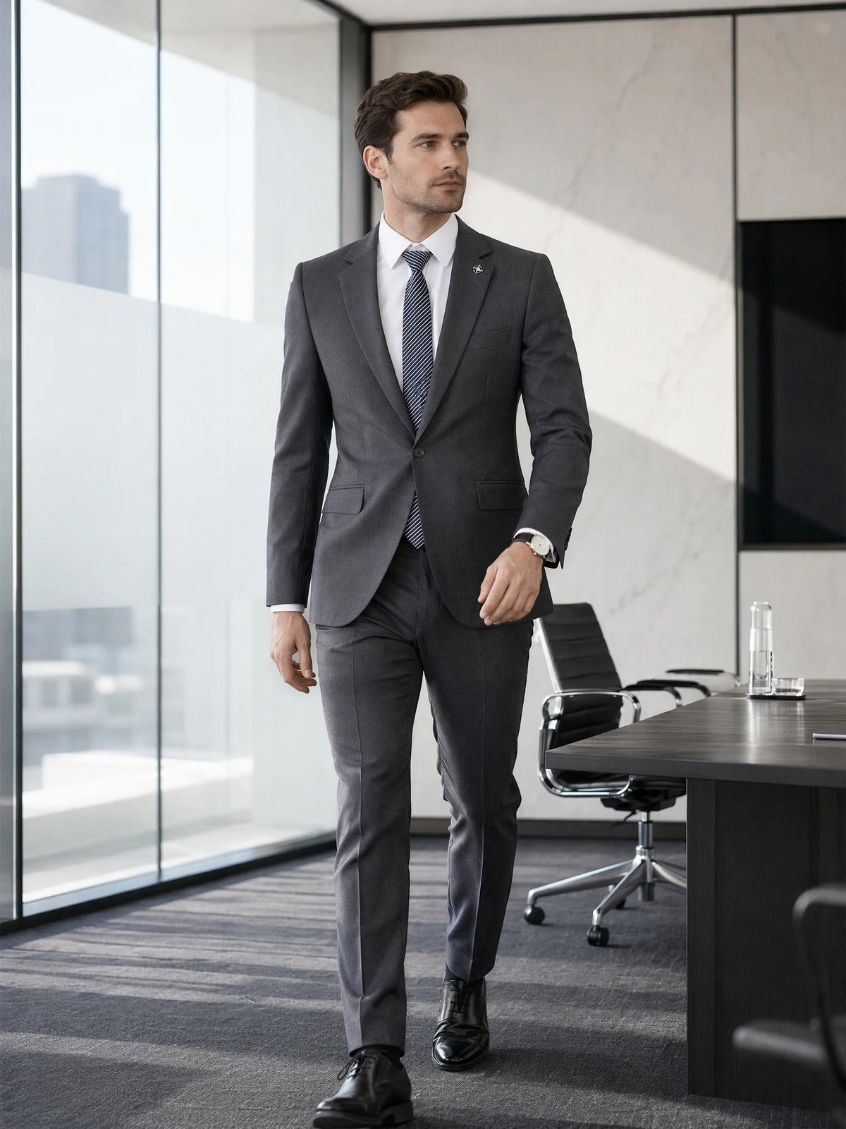 ST Cassy High Quality Men's Suit Slim Fit Solid Color Suit Formal Business Office Single Breasted Coat Pants 2 Pieces Set
