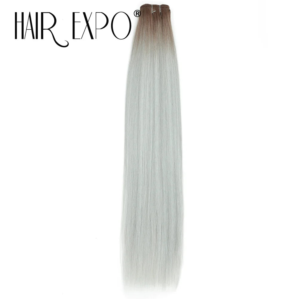 26" Bio Straight Hair Bundles Natural Soft Heat Resistant Fiber Synthetic Fiber Hair Extensions Protein Straight Hair Weave