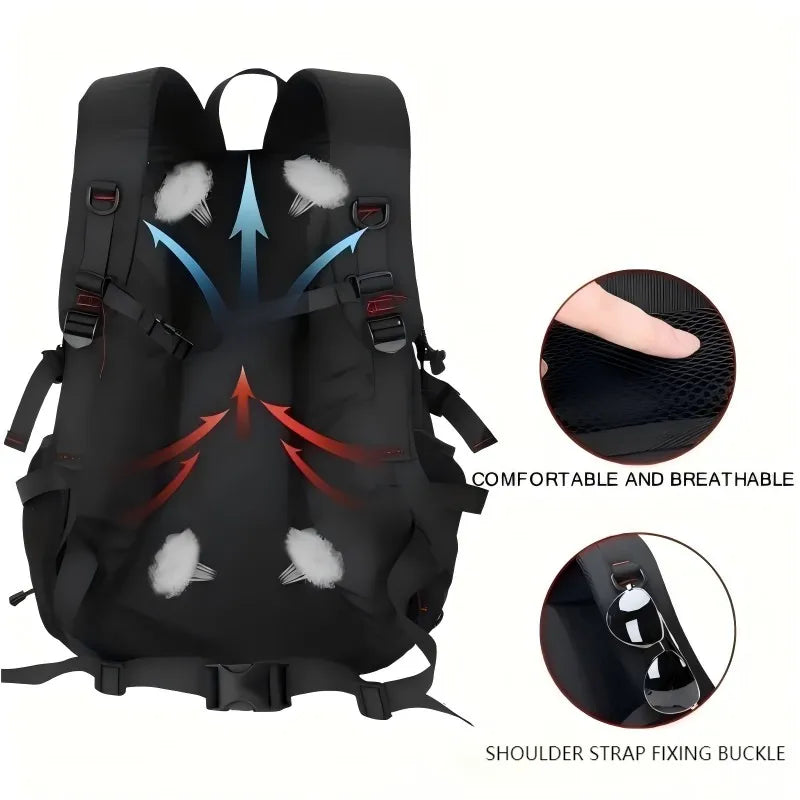 Large Capacity Backpack Professional Outdoor Hiking and Mountaineering Bag Lightweight and Waterproof Travel Bag, USB Interface