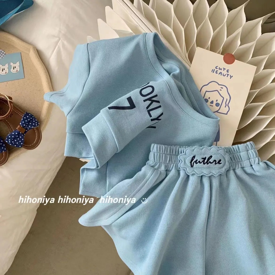 Girls Set 2026 Baby Girl's Summer Short Sleeve Clothing Suits Letter Printed Cotton 2Piece Sport Outfits 1-7Y Children's Clothes