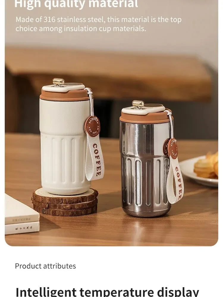 Stainless Steel Insulated Cup Display Temperature Coffee Cup Intelligent Car Mounted Water Cup Gift Drinking Tool
