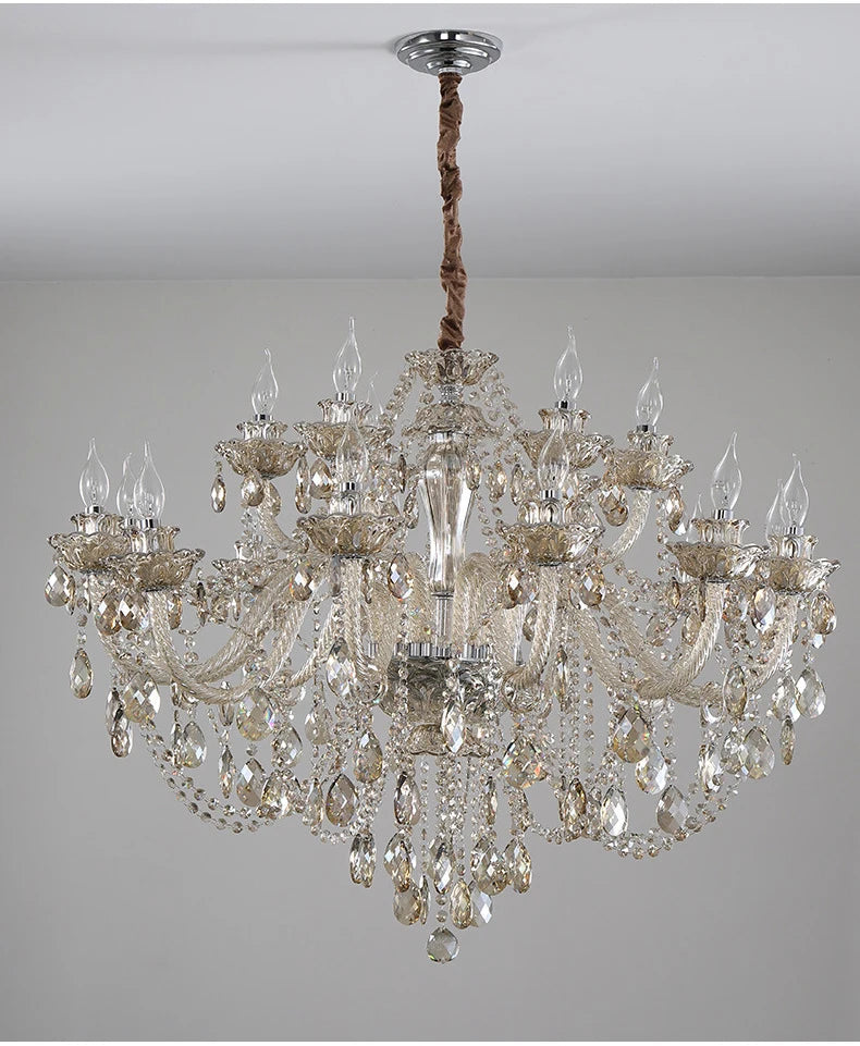 Luxury Home Crystal Chandeliers Villa Lighting for Living Room Decorate LED Ceiling Pendant Lights Indoor Hanging Lights Fixture