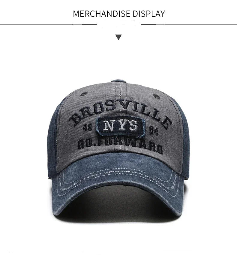 Men's Baseball Cap Casual Wash Embroidered Cap Curved Brim Bowler Sun Hat Official Website Sport Hip Hop Fitted Hats Men Women