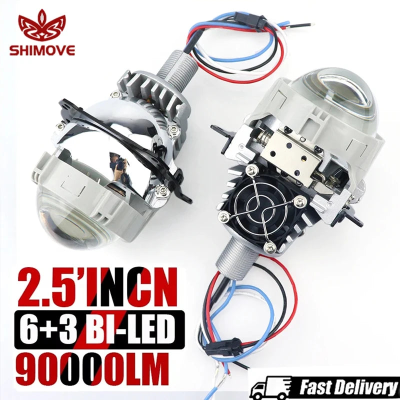 2.5 Inch Car Bi LED Projector Lens 90000LMFor H4 H7 9005 9006 High Low Beam H1 H11 H8 80W Headlights Projector Lights 12V 24V ﻿