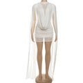 Joskaa 2025 Fall Women's Mesh Mini Dress Sexy See Through Ribbons Irregular Skinny Vestidos Coquette Midnight Party Clubwear