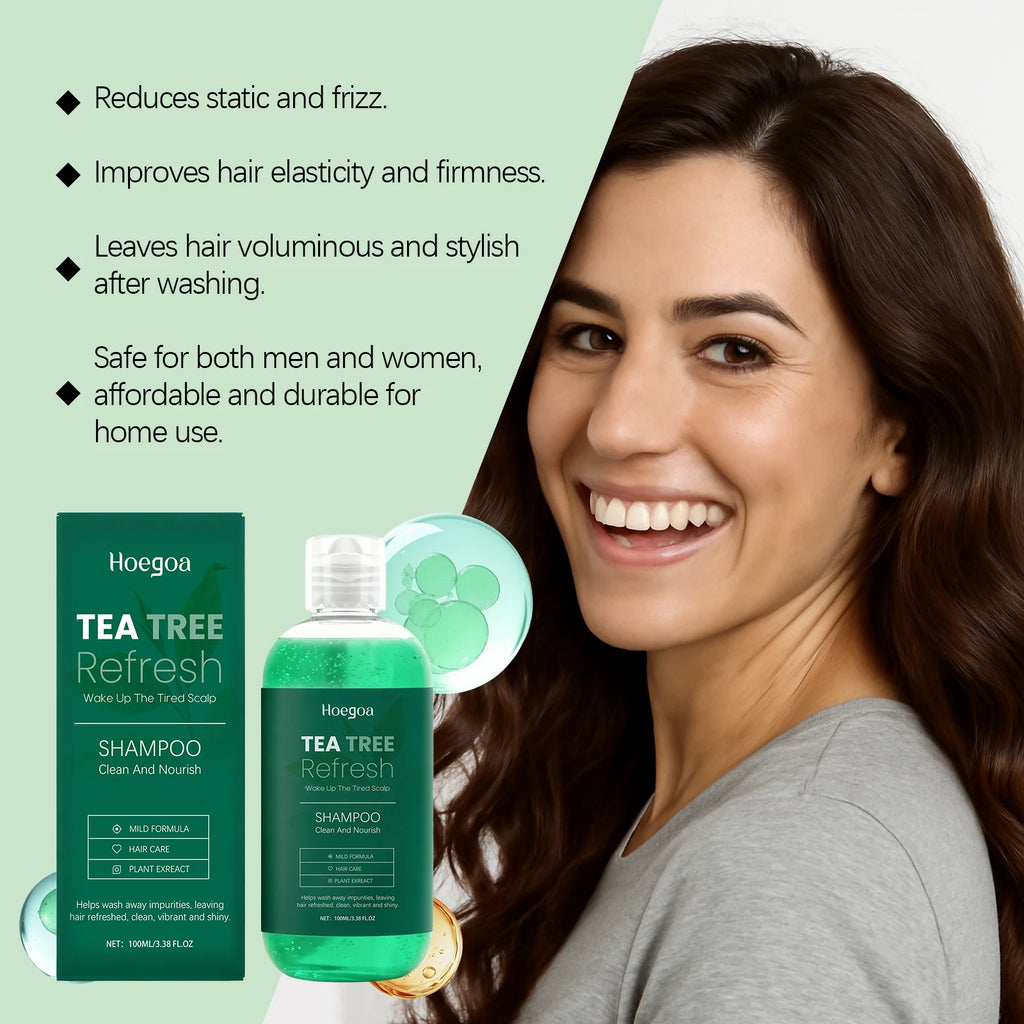 Tea Tree Essenti Al Oil Shampoo Repair Dry Damaged Reduce Dandruff Nourish Hair Cleansing Scalp Refreshing Oil Control Shampoo