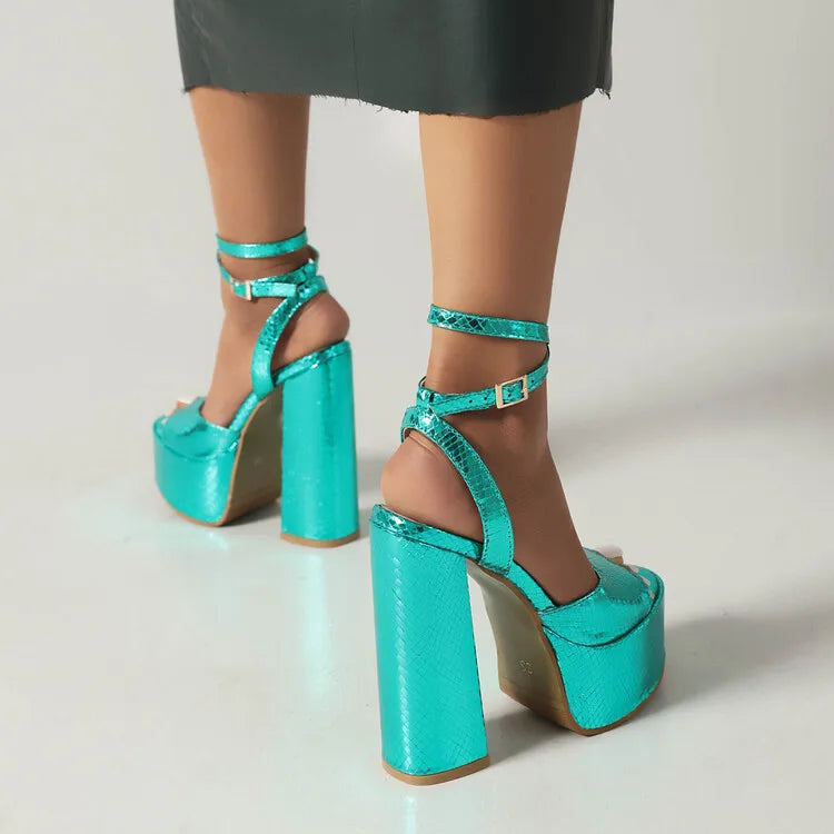 Big Size Oversize Large Size Sandals for Women and Ladies | Thick-Soled Thick Heeled Super High Heeled Sandals for Banquet Weddi