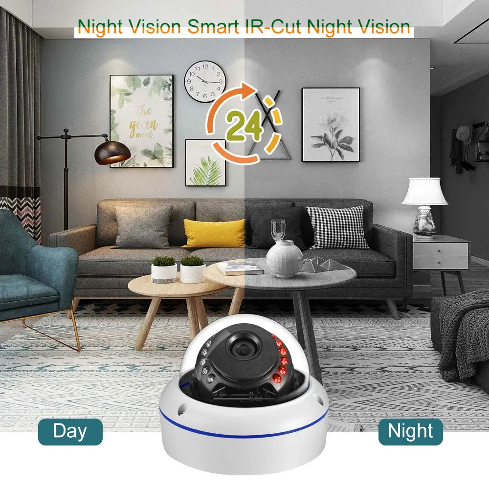 3.6mm Wide Angle Outdoors 6MP Tuya Smart Dome IP Camera Motion Detection POE CCTV 120 Degrees Security Video Surveillance Camera