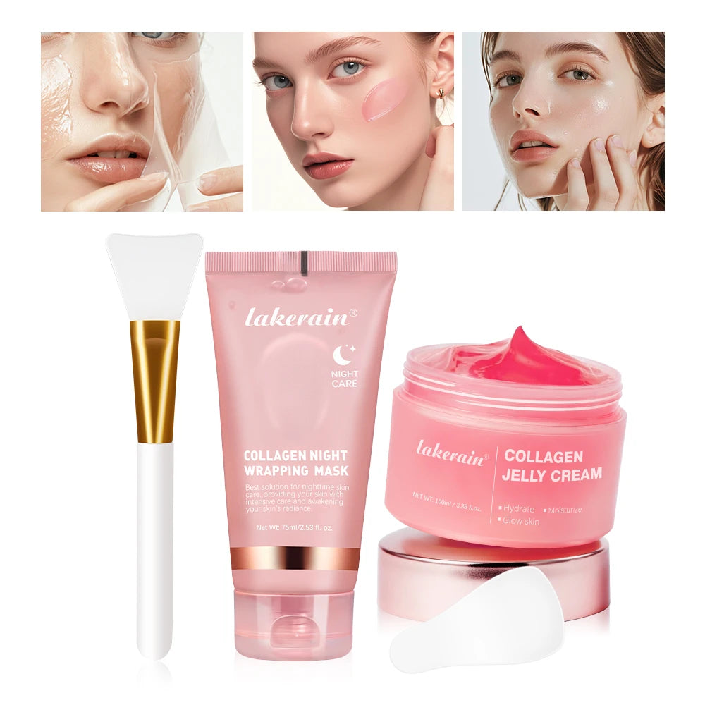 Collagen Jelly Cream Hydrolyzed Collagen Overnight Facial Mask Wrapping Peel-Off Mask Hydrating Firming Moisturizing SkinCare
