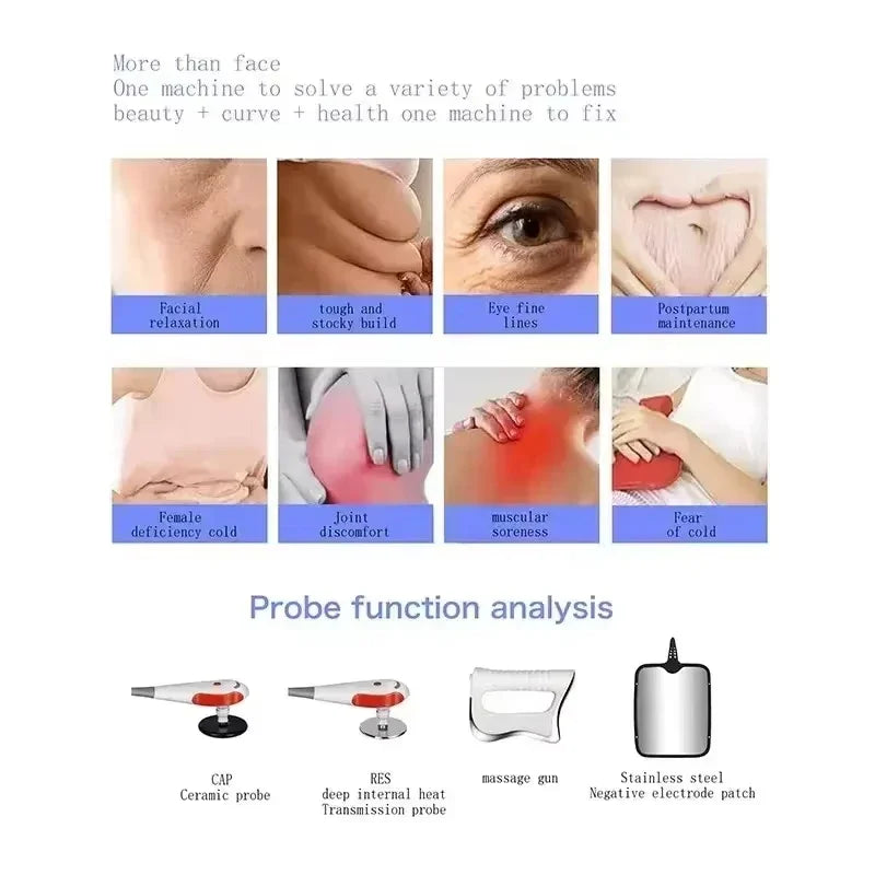 Portable 448KHZ Tecar Therapy RET CET Diathermy Body Sliming Machine Pain Relief Skin Tightening Deep Care 2023 NEW