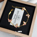 Light luxury high-end five butterfly bracelets 9999 24K real gold versatile ins style mother-shell pink women's bracelets