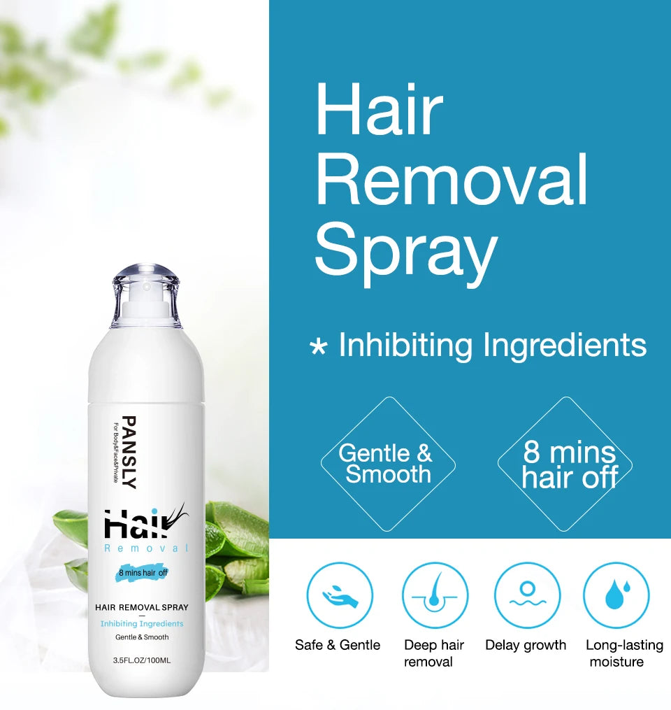 100ML Hair Removal Spray Hair Growth Inhibitor Spray Painless Hair Reduction Permanently Inhibits Hair Growth Skin Silky Smooth