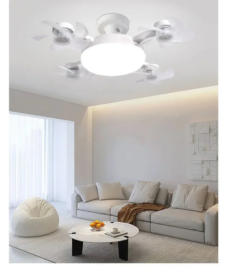 E27 Fan Light 2-in-1 60W  Drone Design Ceiling Fan Light with Remote Control AC85-265V Fan Lighting Bulb for Home Restaurant