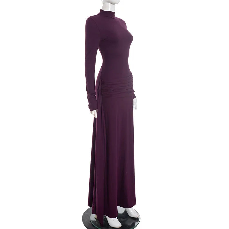 Nsauye Women Vintage Sexy New Fashion Night Club Evening Party Maxi Dress Long Sleeve 2025 Winter Holiday Elegant Bodycon Dress