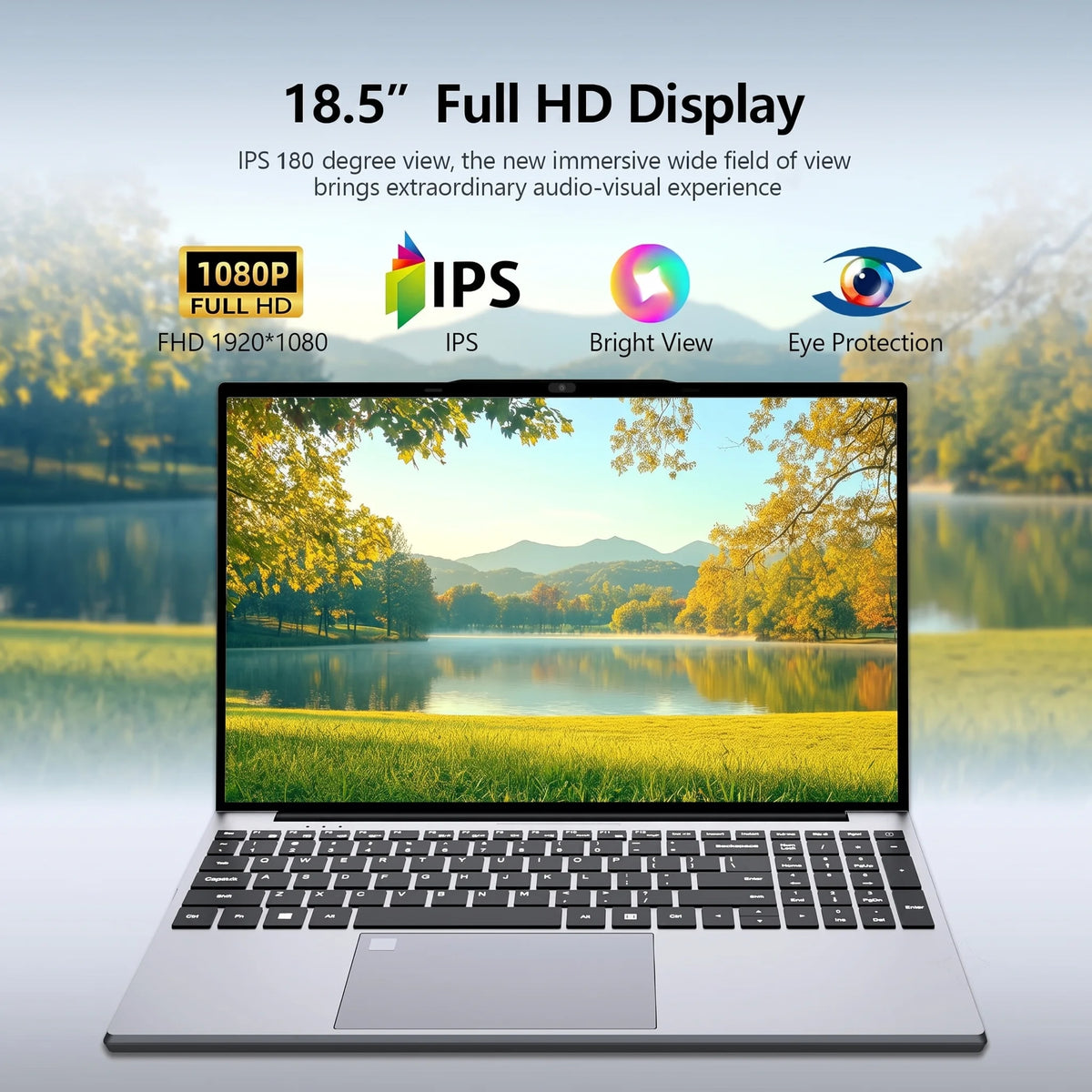 18.5' Laptop Intel Core I5 16GB 2TB 10000mAh Backlit Keyboard Fingerprint Unlock Windows 11 Gamer Office Notebook 1920x1080 PC