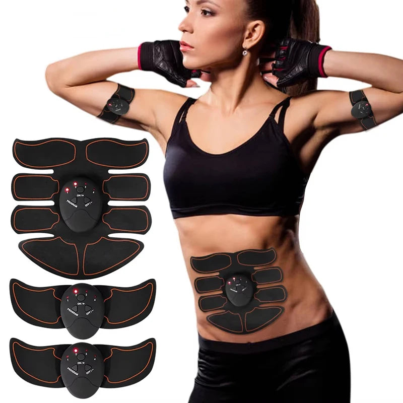 Portable Rechargeable EMS Muscle Stimulator Smart Electric Fitness Abdominal Training Stickers Body Shaping Slimming Massager