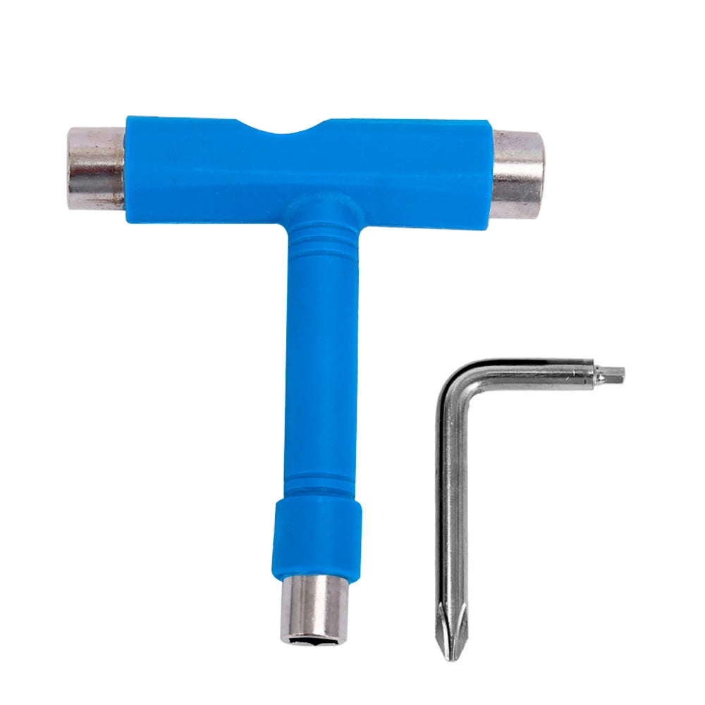 Skate Tools Multi-Function Portable Skateboard T Shape Accessory with Allen Key Phillips Head Wrench Screwdriver Tools Parts