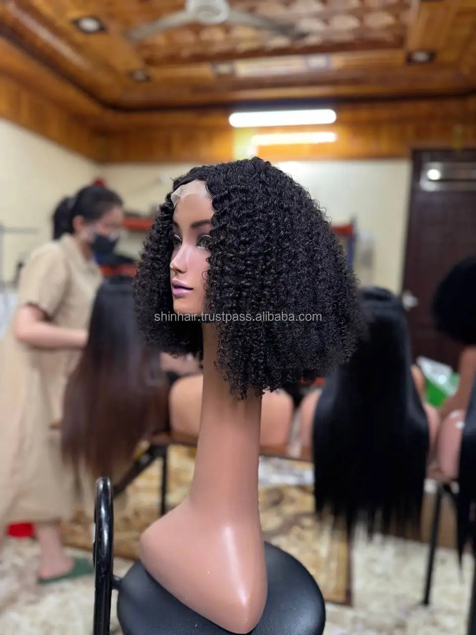 Wholesale Virgin Hair Kinky Curly Short Bob for Cut Wigs with Cuticle Aligned Human Hair Transparent Lace for Black Women