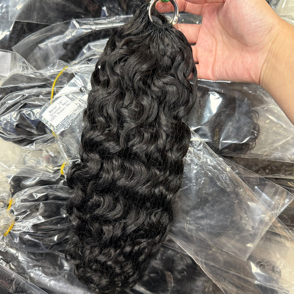 NABI Pre-Separated Crochet Human Hair Bundle Miracle Knots Braiding 14-18inch Water Wave Curly Human Hair for Women