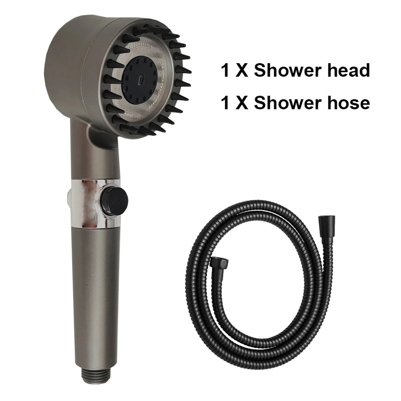 High Pressure Shower Head 3 Mode Adjustable Showers with Massage Brush Saving Water Filter SPA Showerhead Bathroom Accessories