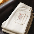Maden Men's Vintage White Heavyweight Washed Jeans Straight 100% Cotton CleanFit Casual Pants with Zip Fly for Spring and Autumn