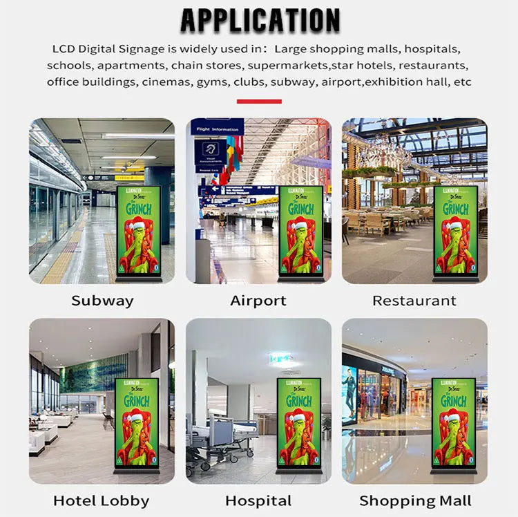OEM 70 75 86 inch vertical full screen LCD kiosk floor rack advertising display totem indoor digital signage poster
