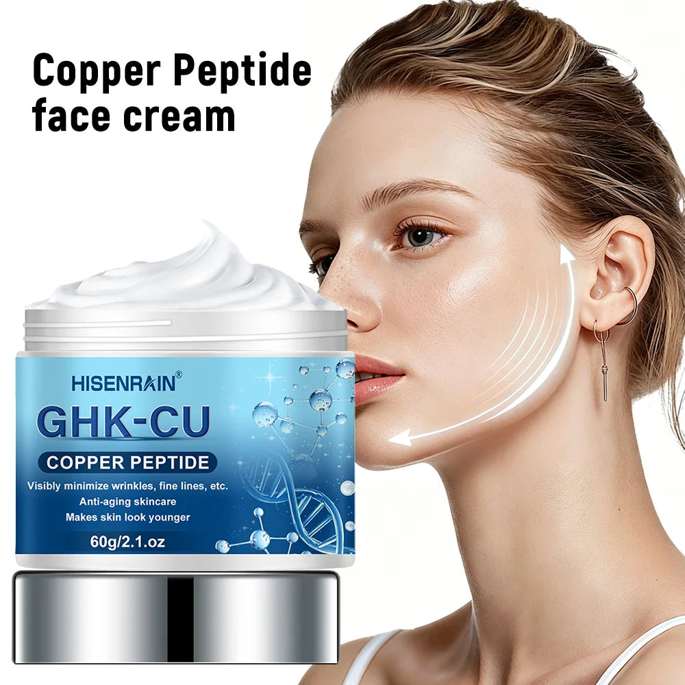 HISENRAIN GHK-CU Anti-Aging Moisturizing Cream - Copper Peptide Firming Face Cream for Wrinkles, Collagen Boost & Skin Repair.