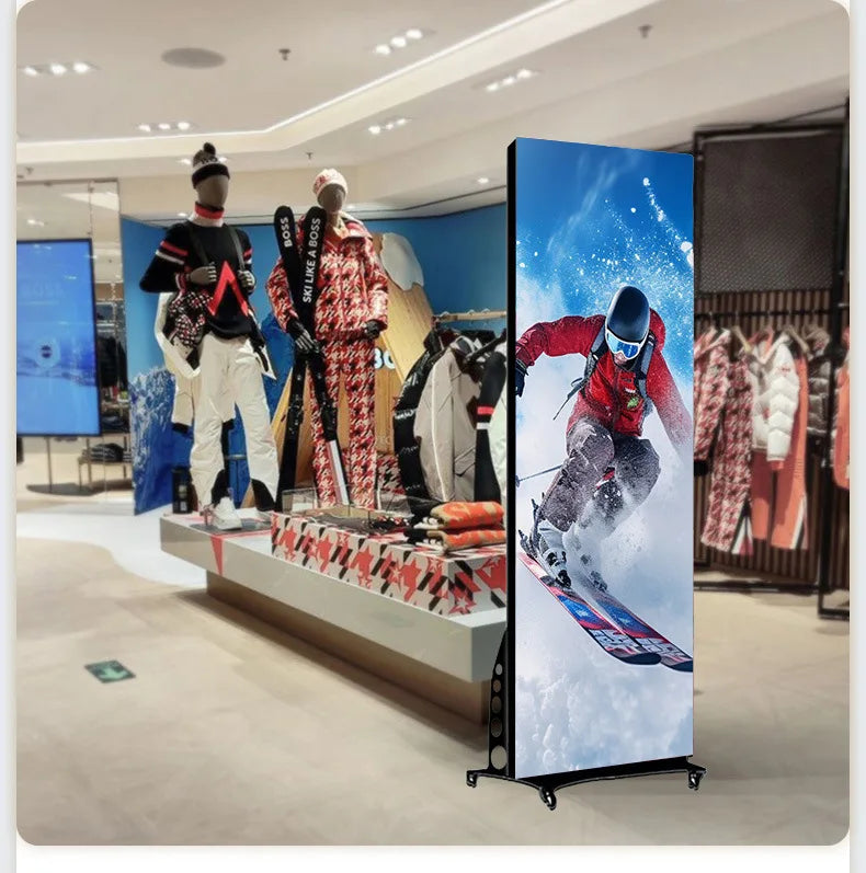 Indoor led poster screen folding advertising screen shopping mall mobile led display