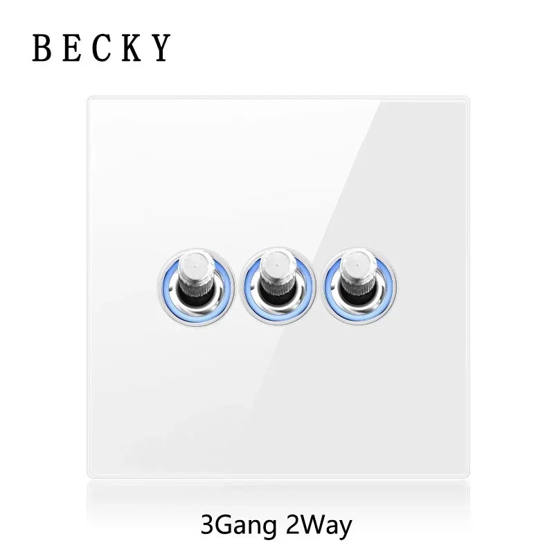 White Tempered Glass Work Driving Arm Wall Light Switch Led Indicator Light EU UK Standard 1/2/3/4gang Bedroom Usb Switch Socket