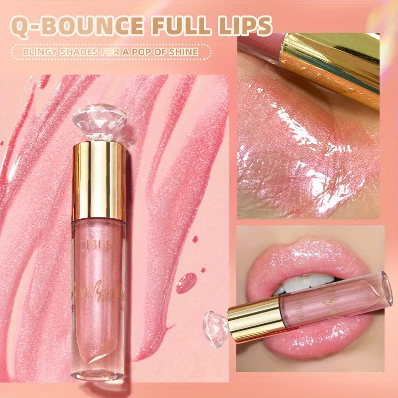 Shiny lip gloss, sparkling crystal, water-permeable and long-lasting color rendering, light and rich