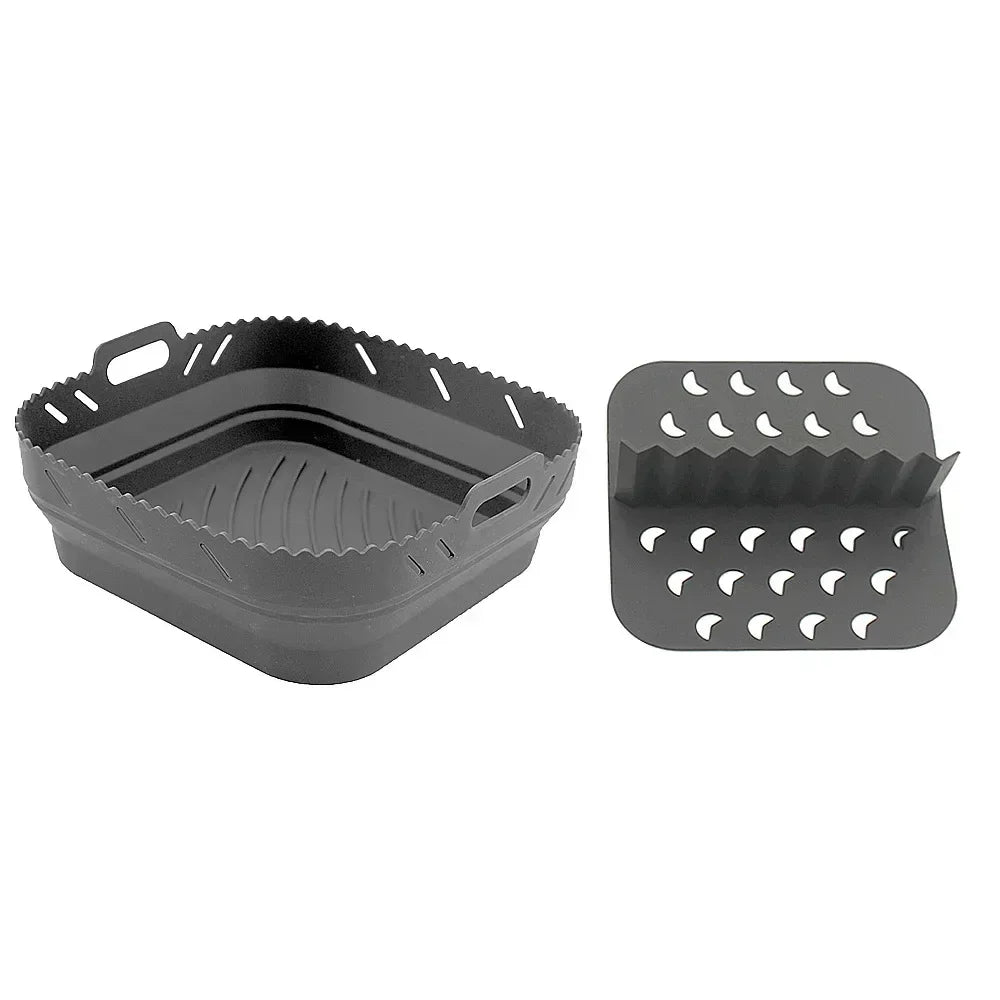 Dishwasher safe Square Silicone Air Fryer Liner Reusable Heat Resistant eazy clean air fryer silicone liners with divider