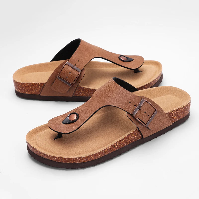 Crestar Womens Mens Sandals Fashion Adjustable Buckle Cork Footbed Slides Outdoor Beach Sliipers with Comfortable Arch Support