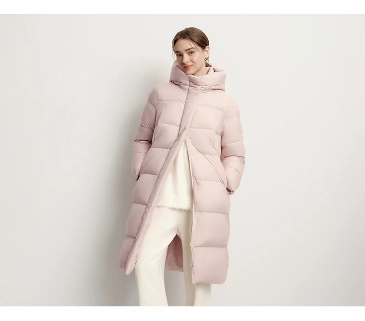 Semir Long Down Jacket Women Waterproof Hooded Coat 2025 Winter New Loose Girls' Jacket Multi-Color Thicken Windbrake Down Coat
