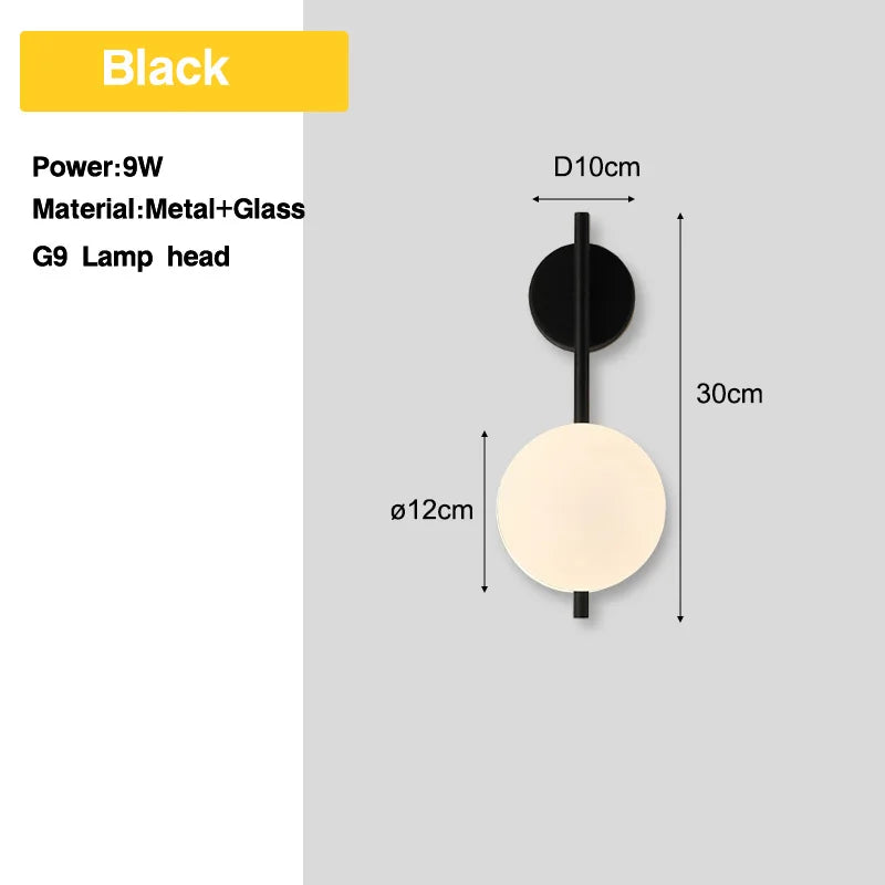 Bedroom LED Wall Lamps with 9W G9 Bulb Hardwired Indoor Frosted Glass Ball Wall Lights Wall Sconce for Bar Kitchen AC110-220V