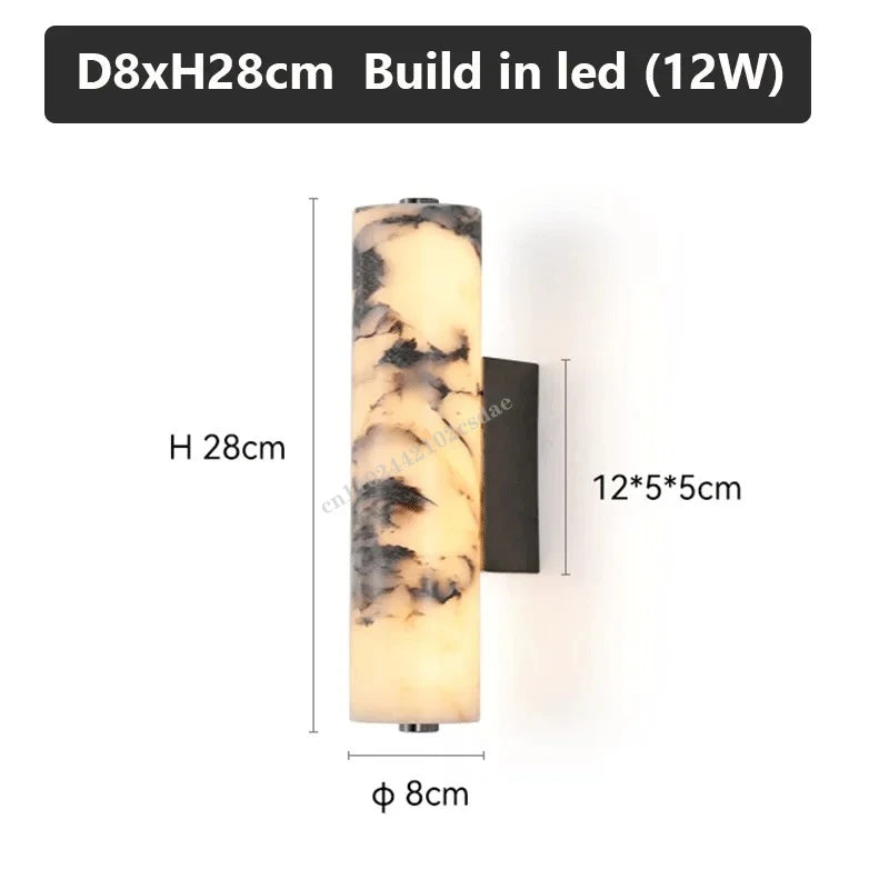 Italian Wall Lamp Natural Marble Bedroom Bedside  Black Modern  Luxury Stone Wall Light Living Room Hallway Decor Wall Sconce