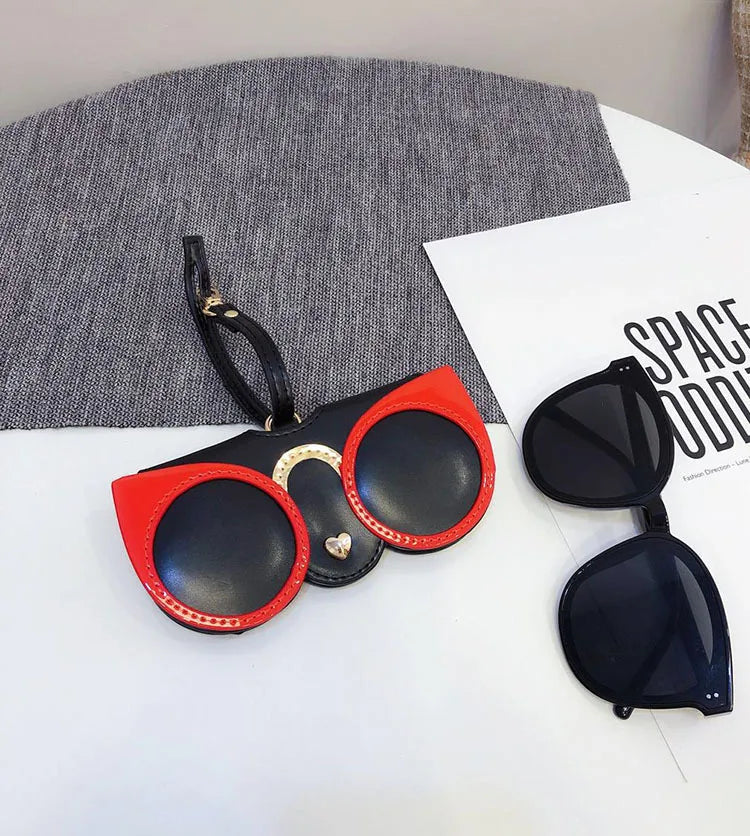 ins cartoon cute glasses case portable men and women sunglasses myopia glasses organizer bag protective sleeve glasses bag charm