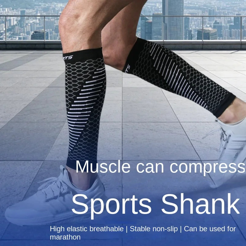 Sports Calf Compression Leg Sleeves for Running, Elastic Anti-Fatigue Shin Guards for Men Women Breathable Athletic Leg Support