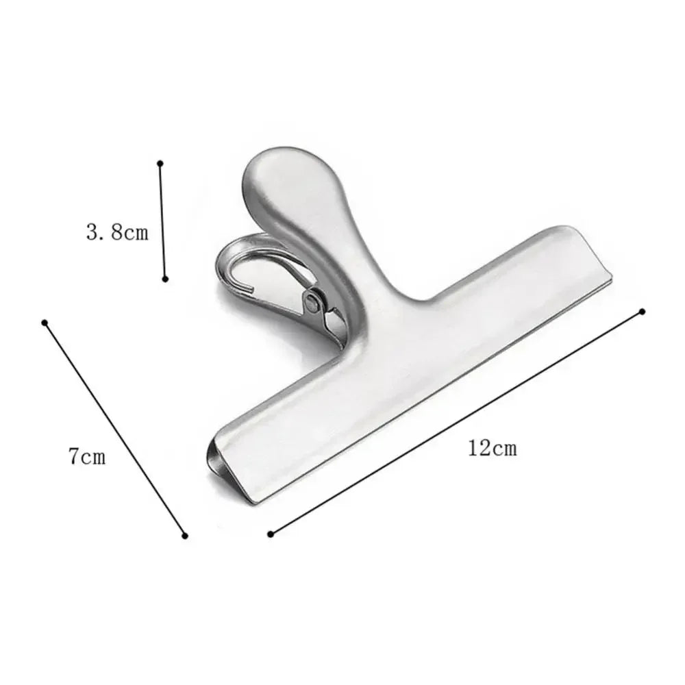 3PCS Stainless Steel Bag Clipsf For Food Heavy Duty Metal Silver Food Clips Office Paper Clamps Air Tight Seal Snack Clips