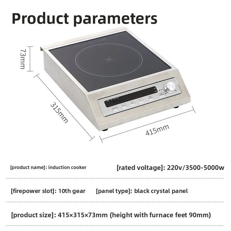 3500W Induction Cooker, Multi-function Single Burner, Waterproof LCD Display, Commercial Electric Stove, 10 Temperature Settings