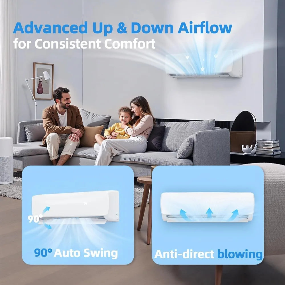 18000BTU Mini Split Air Conditioner & Heater, Inverter 19 SEER2 230V Energy Saving AC Unit Cools 1250 Sq.Ft Rooms, Custom