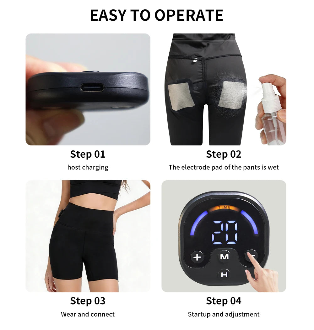 EMS Toning Shorts 6 Modes 30 Levels Yoga Pants Butt Lifter Pelvic Floor Trainer for Slimming Thighs & Hips Massage Body Shaping
