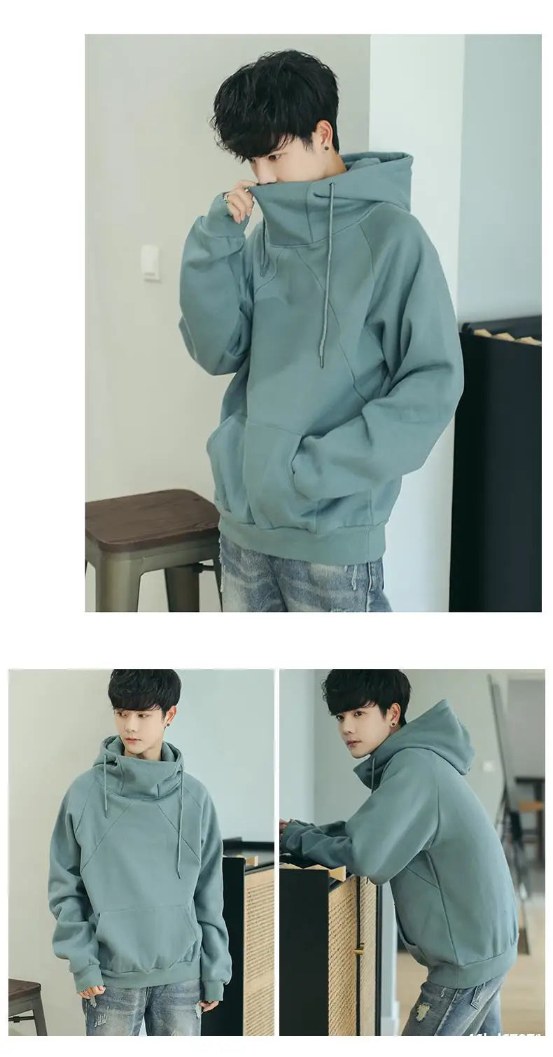 Korean Loose Turtleneck Men's Hooded 2025 New Spring and Autumn Trendy Velvet Jacket