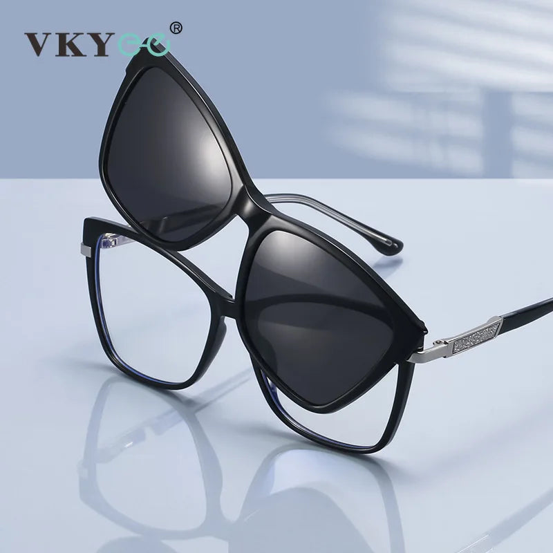 VICKY Fashion New Design TR90 Polarized Magnetic Clip-on Sunglasses Men and Women Polarized Sunglasses Optical Myopia Glasses
