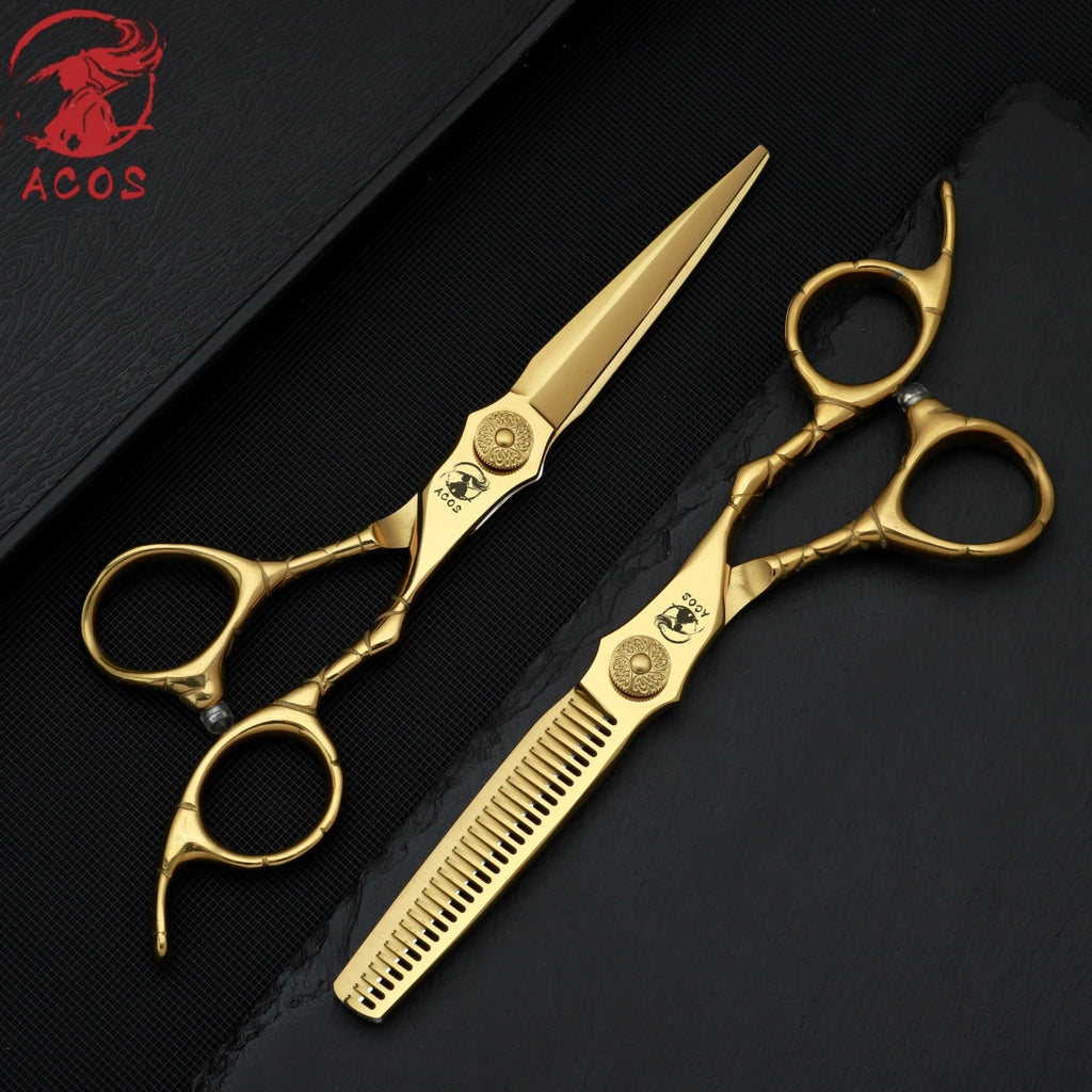 ACOS Professional Barbershop Scissors Set 440C Steel 6-inch Hair Thinning Clippers for Household Barber Tools