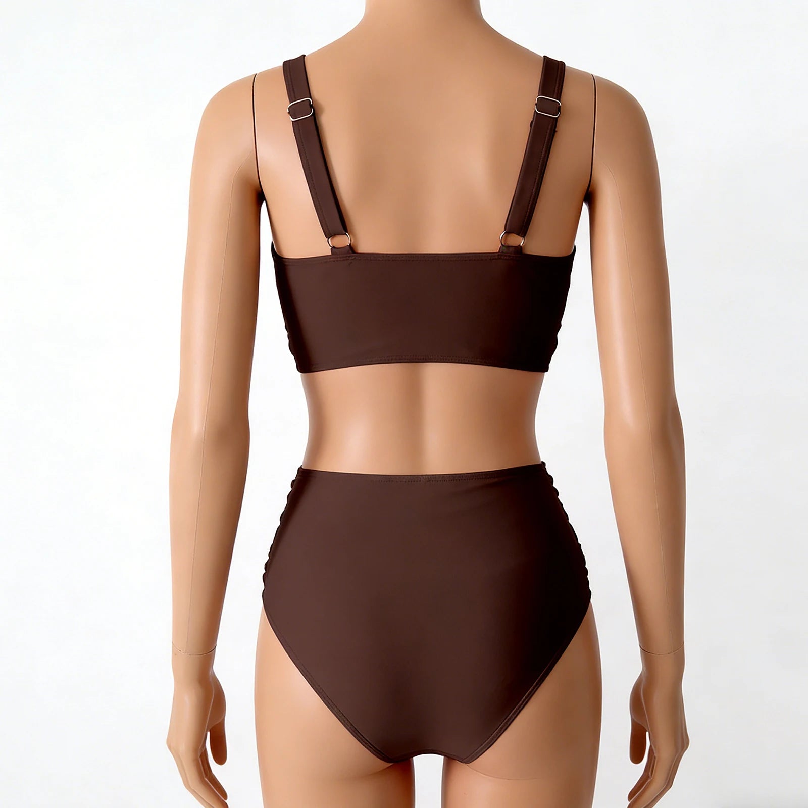 Women Sexy Bikini Summer Twist Front Ruched High Waisted Two Piece Beach Slimming Vacation Swimwear Bathing Suit