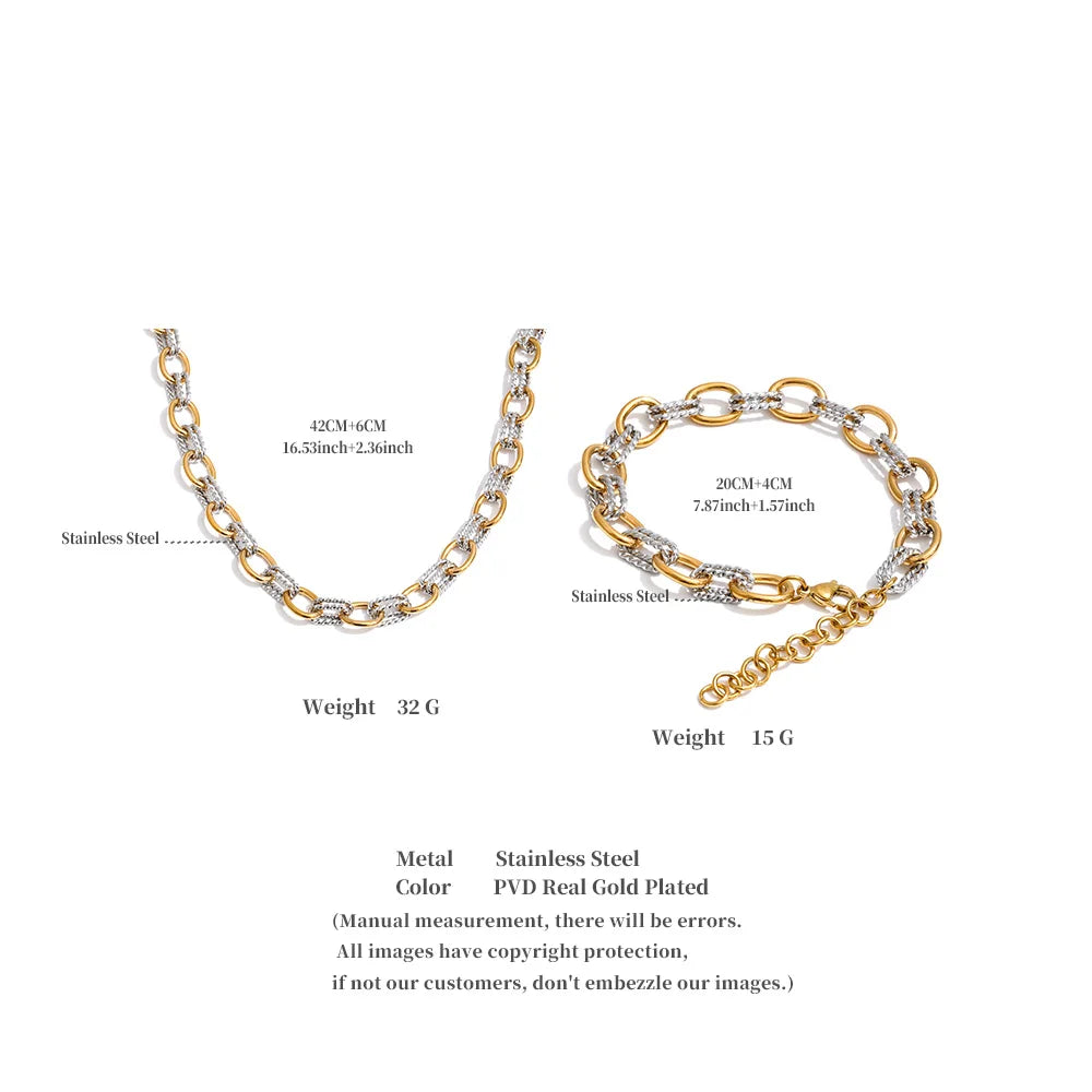 Yhpup Stainless Steel Metal Handmade Chain Statement Necklace Bracelet 2026 PVD Plated Waterproof Popular Statement Jewelry