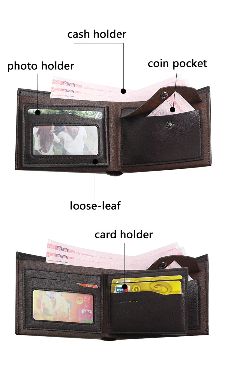 Men Wallets New Short High Quality Coin Pocket Bag Brand Men's Wallet Simple Credit Card Holder Photo Holder Men's Money Clip