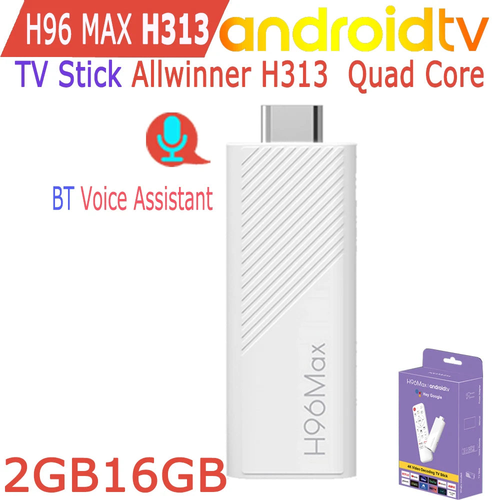 4PCS 2PCS 1PC H96 Max H313TS Android TV Stick Allwinner H313 Quad Core 4K Video Wifi6 BT Voice Assistant Smart TV Box